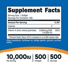 Load image into Gallery viewer, Nutricost Vitamin A 10,000 IU, 500 Softgel Capsules
