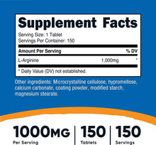 Load image into Gallery viewer, Nutricost L-Arginine 1000mg, Amino Acid Tablets (150 Tablets)
