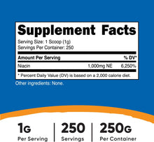 Load image into Gallery viewer, Nutricost Niacin Vitamin B3 Powder 250 Grams - 1G Per Serving - Vitamin B3 (Niacin) Powder - May Cause Flush
