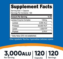 Load image into Gallery viewer, Nutricost Lactase Enzyme Complex 3,000 FCC ALU, 120 Vegetarian Capsules - Non-GMO, Gluten Free, 120 Servings

