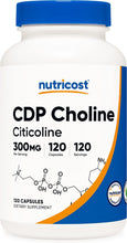 Load image into Gallery viewer, Nutricost CDP Choline (Citicoline) 300mg, 120 Vegetarian Capsules - Non-GMO, Vegetarian Friendly, Gluten Free
