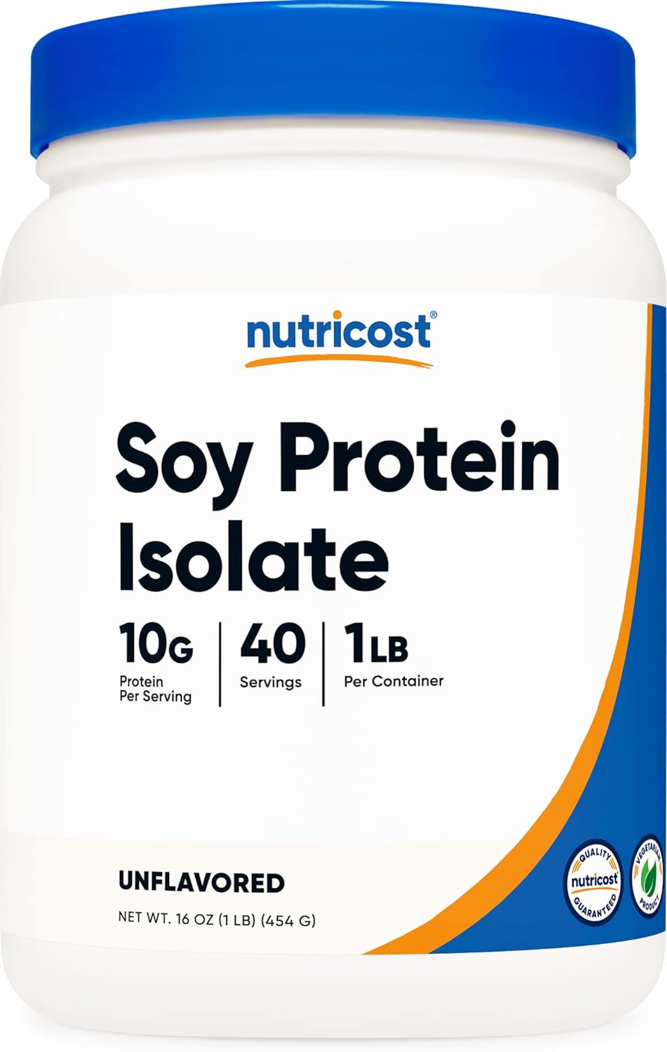 Nutricost Soy Protein Powder, 1 LB Unflavored, 10 Grams of Protein Per Serving, Vegetarian, Non-GMO & Gluten Free