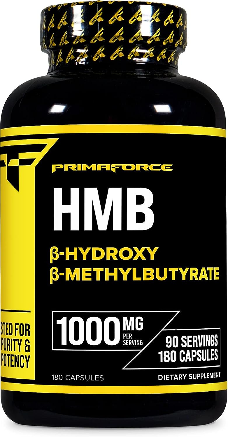 Primaforce HMB (Beta-Hydroxy Beta-Methylbutyrate) 1000mg, 180 Capsules (500mg Per Capsule) - Gluten Free and Non-GMO Supplement
