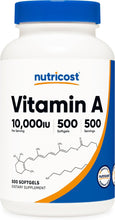 Load image into Gallery viewer, Nutricost Vitamin A 10,000 IU, 500 Softgel Capsules
