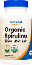 Load image into Gallery viewer, Nutricost Organic Spirulina 500mg, 240 Tablets - Gluten Free, Non-GMO
