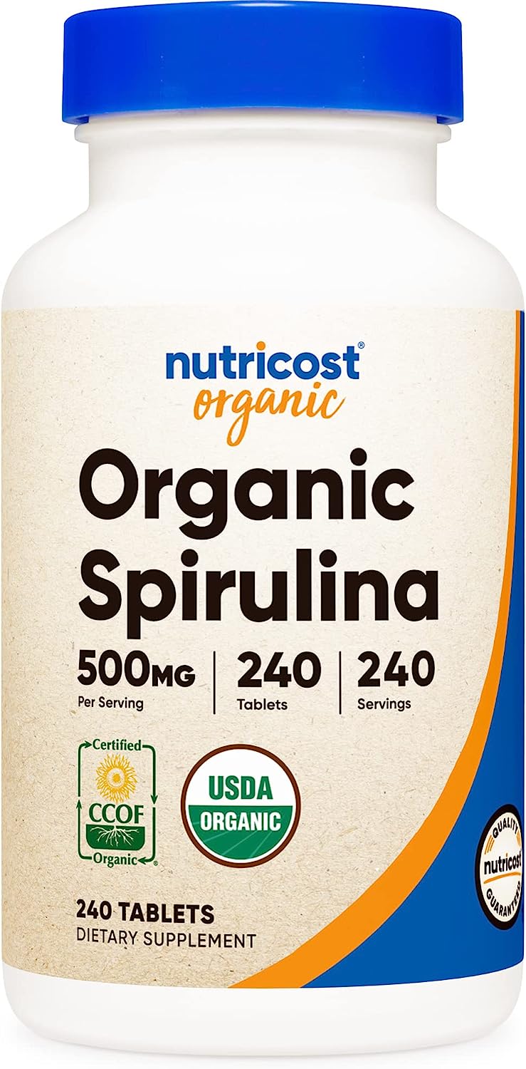 Nutricost Organic Spirulina 500mg, 240 Tablets - Gluten Free, Non-GMO