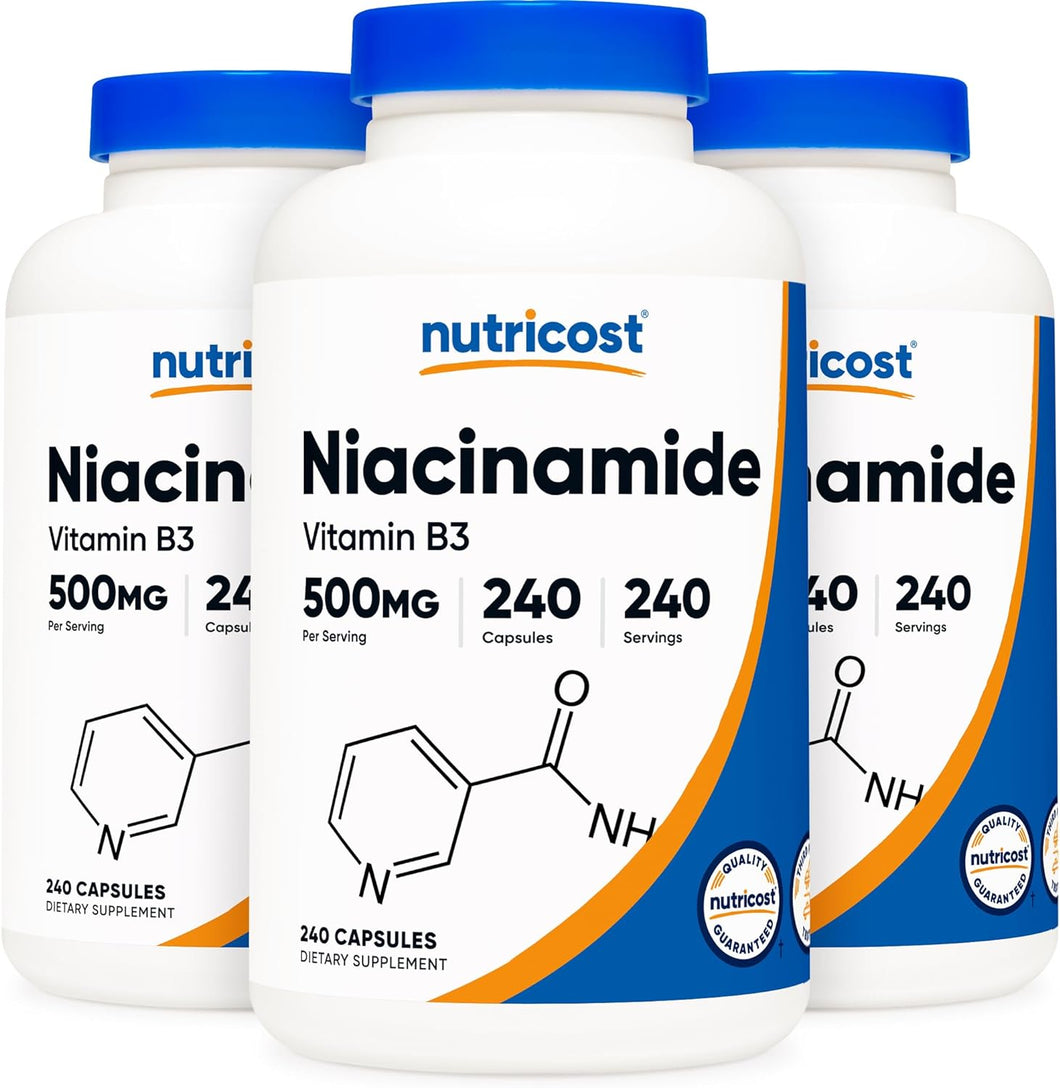 Nutricost Niacinamide (Vitamin B3) 500mg, 240 Capsules (3 Bottles)