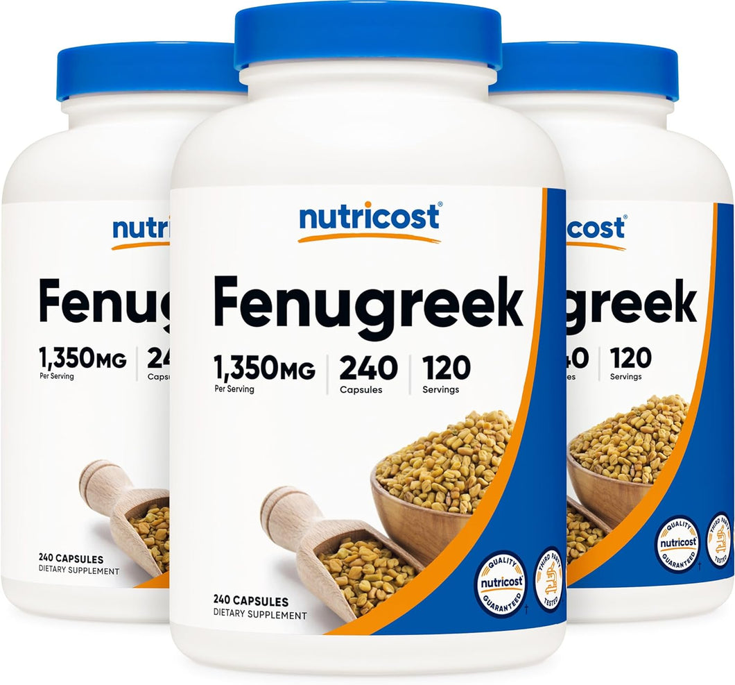 Nutricost Fenugreek Seed 1350mg, 240 Capsules (3 Bottles) - Gluten Free, Non-GMO