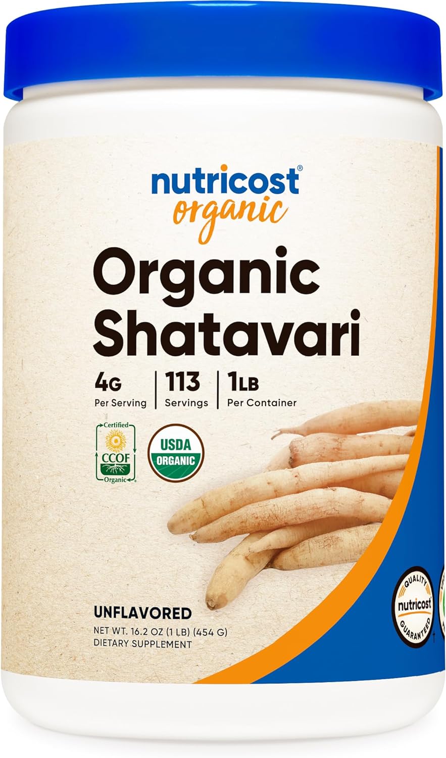 Nutricost Organic Shatavari Powder 1 LB - Certified USDA Organic, Non-GMO, Gluten Free, and Vegetarian Friendly