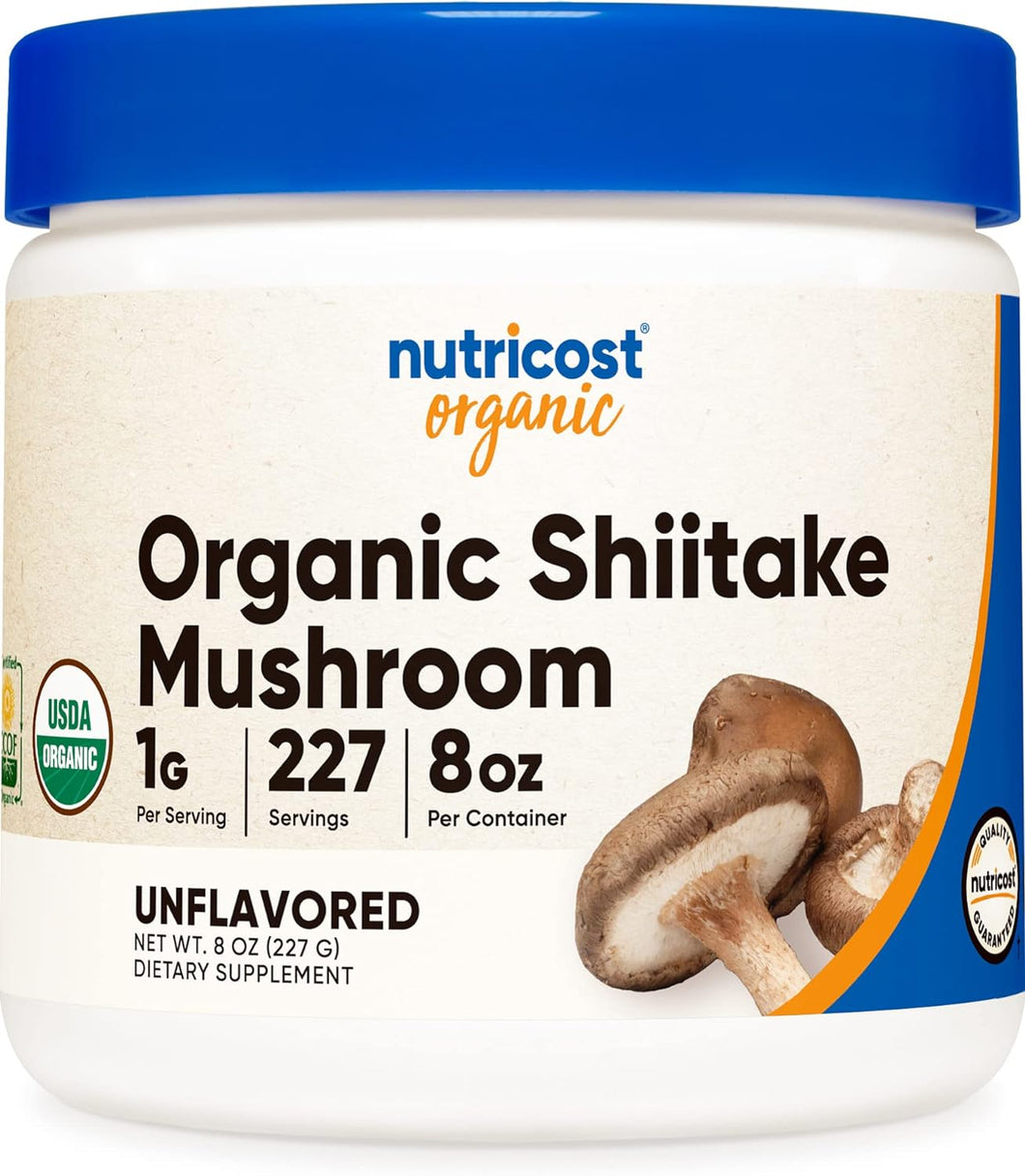 Nutricost Organic Shiitake Mushroom Powder 8oz - 100% Organic Certified, Gluten Free, Non-GMO