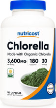 Load image into Gallery viewer, Nutricost Chlorella 3600mg, 180 Capsules, 30 Servings - CCOF Certified Made with Organic Chlorella, Superfood, Non-GMO, Gluten-Free, Vegetarian Friendly
